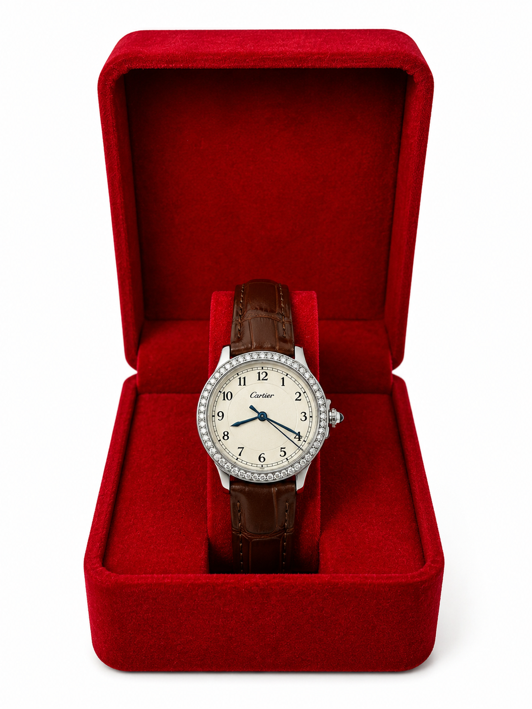 Cartier Femme Argentée avec Bracelet Marron