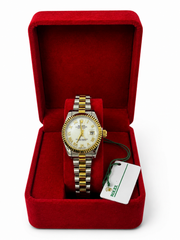 Rolex Femme Bicolore Argentée et Dorée – Cadran Blanc Nacré