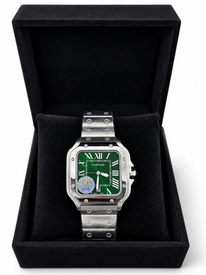 Cartier Santos Homme Argentée – Cadran Vert