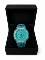 Casio G-Shock Turquoise Transparente – Double Affichage