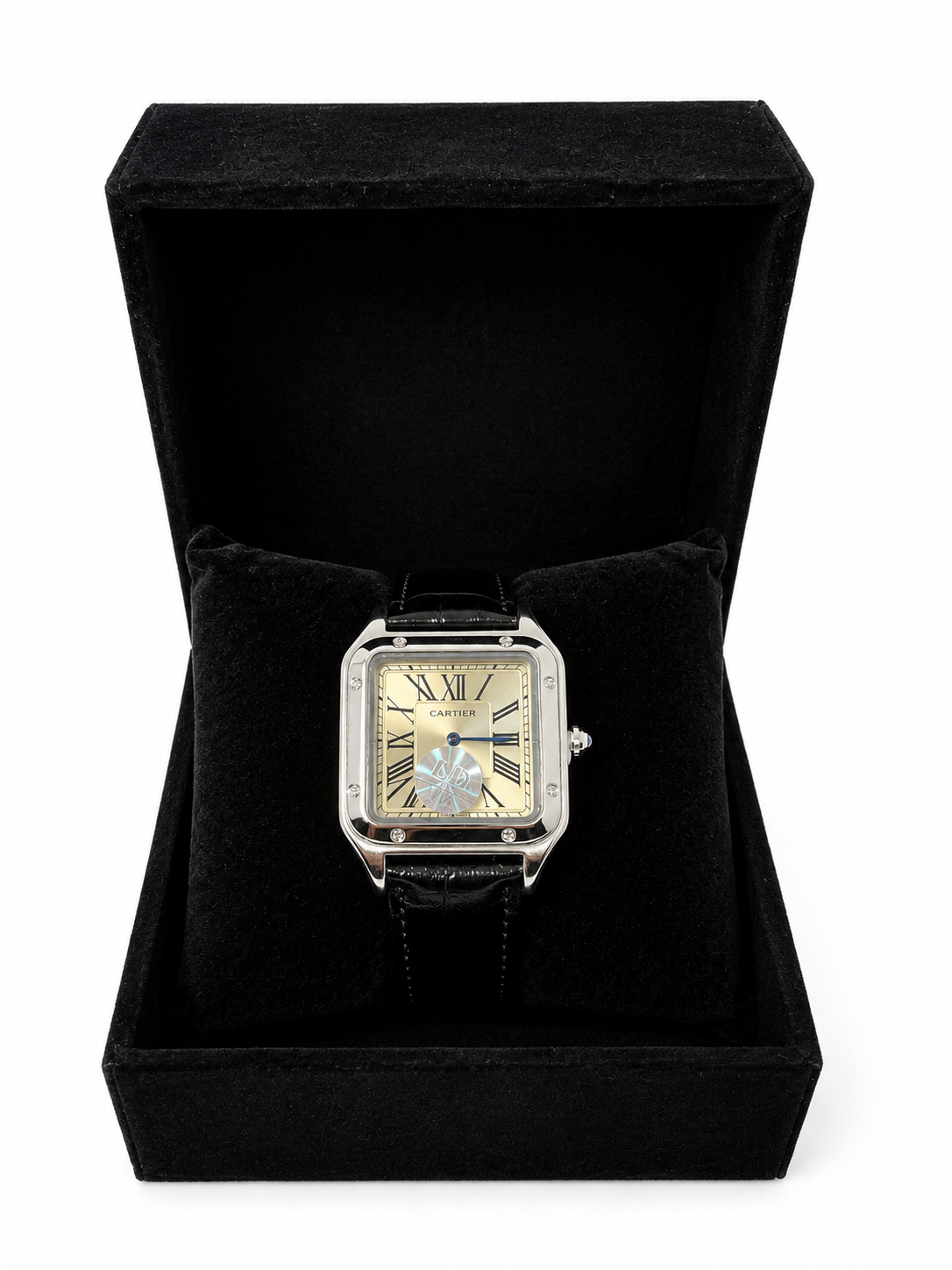 Cartier Santos Homme Argentée – Bracelet Noir