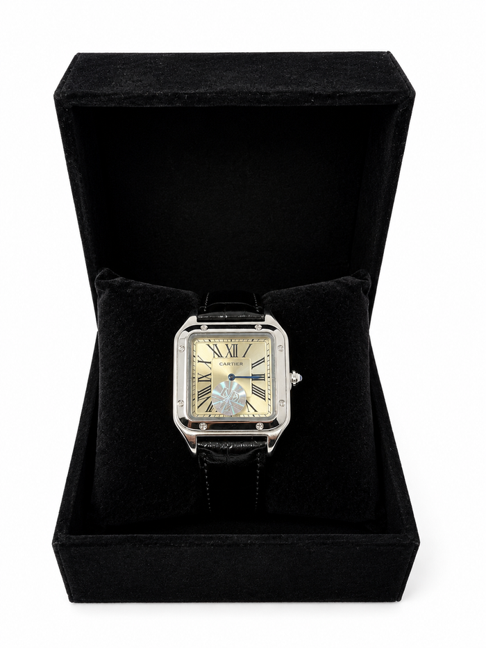 Cartier Santos Homme Argentée – Bracelet Noir