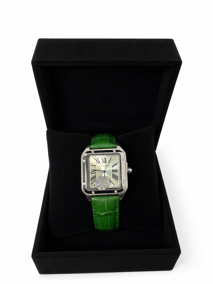 Cartier Santos Homme – Cadran Ivoire et Bracelet Vert