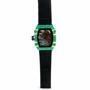 Montre Homme Verte & Jaune – Cadran Squelette