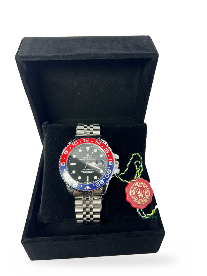 Rolex GMT-Master Homme Argentée – Lunette Rouge et Bleue