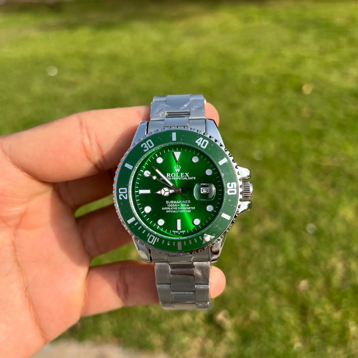 Rolex Submariner Homme Verte et Argentée