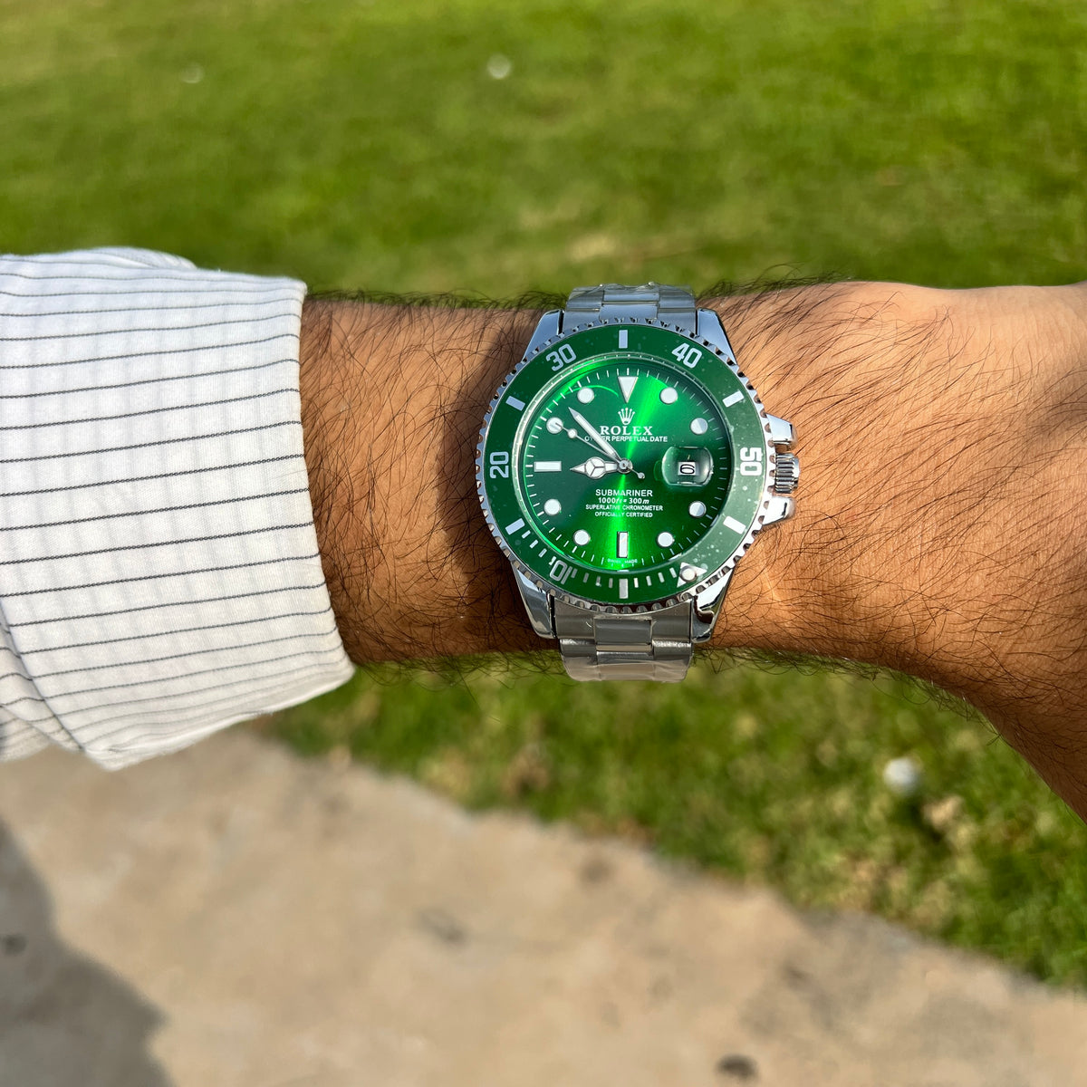 Rolex Submariner Homme Verte et Argentée