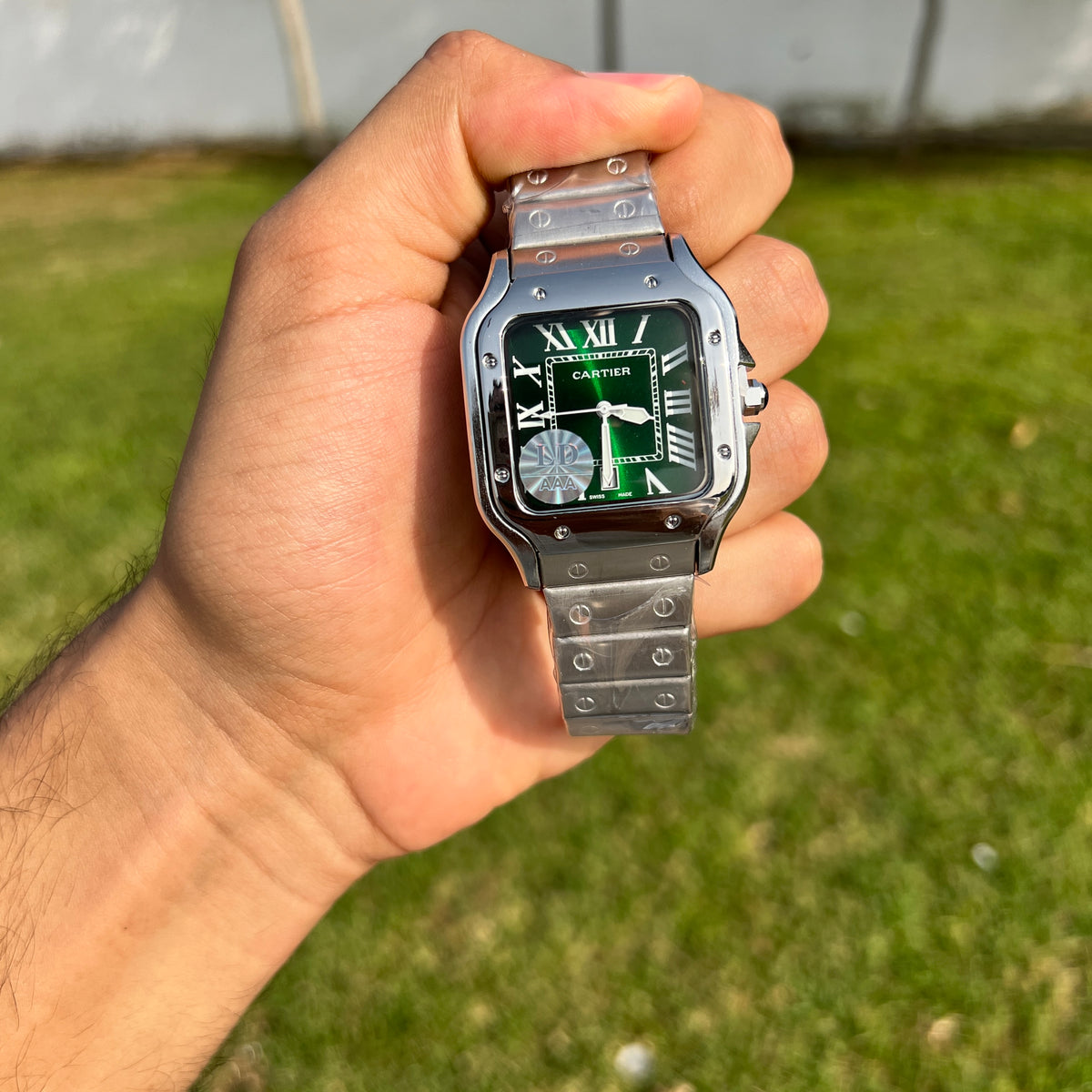 Cartier Santos Homme Argentée – Cadran Vert
