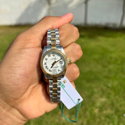 Rolex Femme Bicolore Argentée et Dorée – Cadran Blanc Nacré