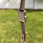 Cartier Femme Rectangulaire Argentée – Bracelet Marron