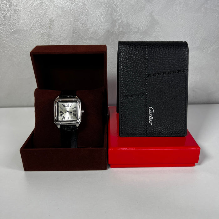 Coffret Montre Homme & Portefeuille Noir – Élégance Classique